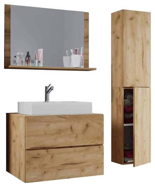 Badezimmer Lendas Honigeiche B: 94 Cm - Honigeiche/Weiß, MODERN, Glas/Keramik (94cm) - MID.YOU