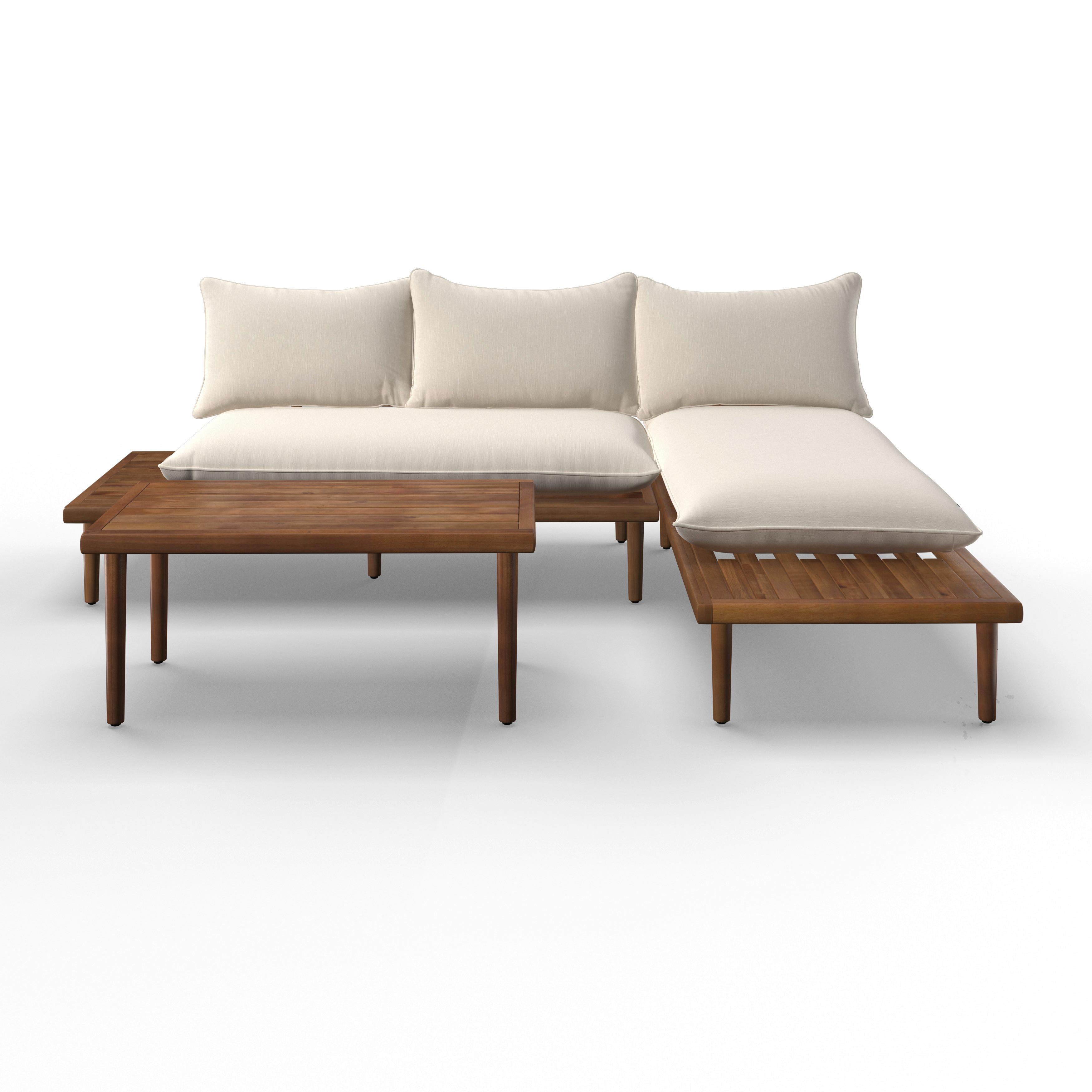 TERASOVÁ SEDACÍ SOUPRAVA DONA - barvy teak/barvy dubu, Moderní, dřevo/textil (213/68/71cm) - Bessagi Garden