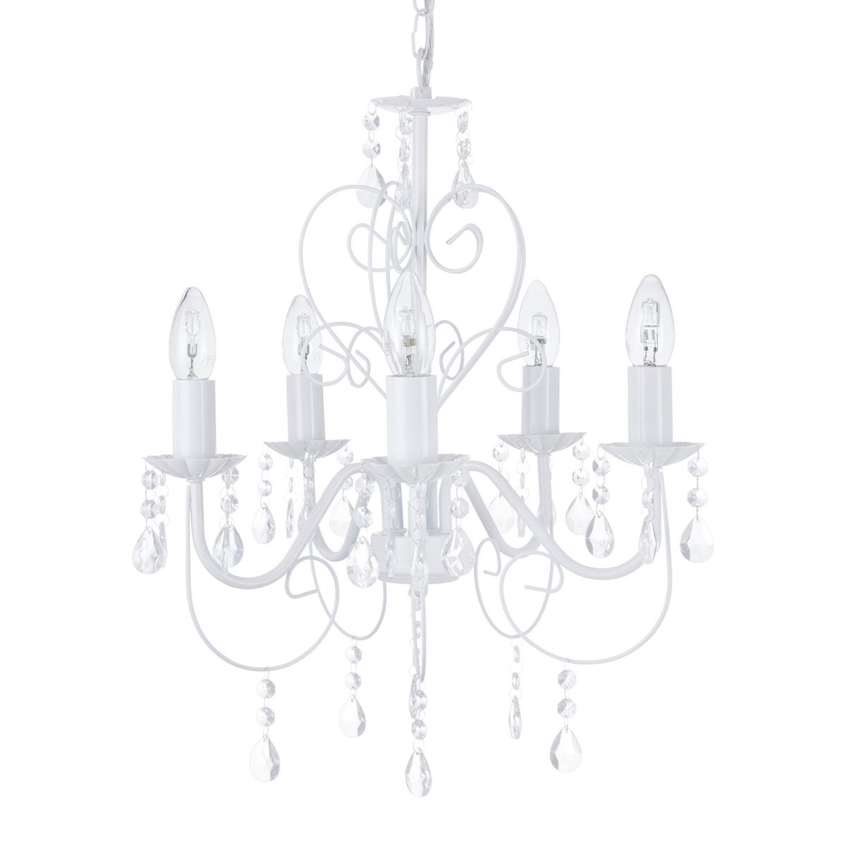 Kronleuchter 63126-5ma Crisi - Weiß, LIFESTYLE, Kunststoff/Metall (44/150cm) - Globo