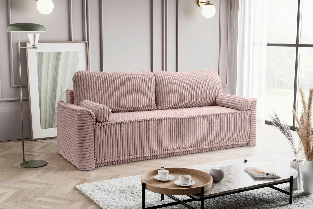 Schlafsofa Grubs Rosa B: 225cm - Schwarz/Rosa, Basics, Holz/Textil (225/96/93cm) - MID.YOU