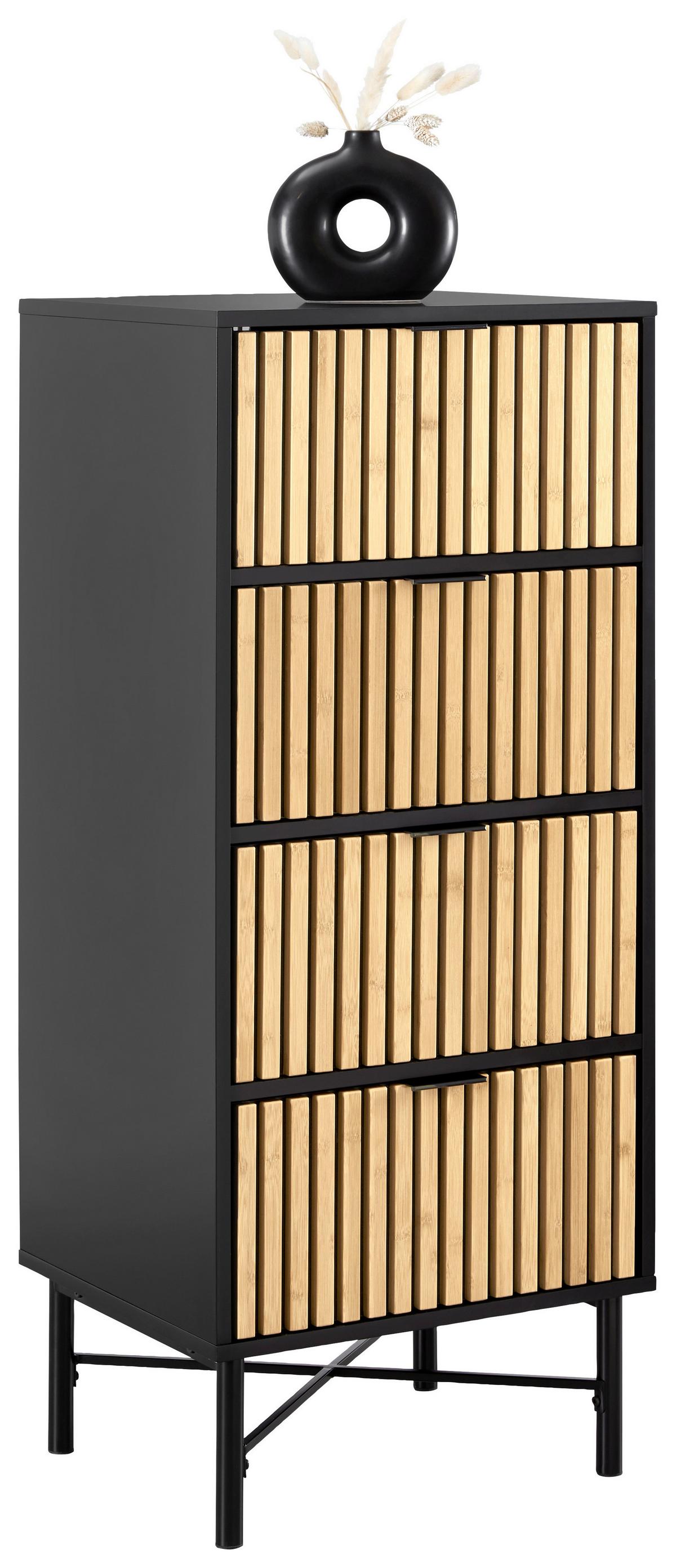 Komoda so zásuvkami MADRID - čierna/prírodná farba, Modern, kov/drevo (48/114/40cm) - Mömax