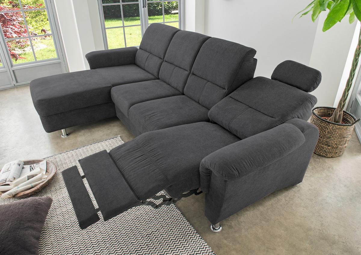 Ecksofa Parole Schwarz S: 165/292 cm - Chromfarben/Schwarz, KONVENTIONELL, Textil (292/165cm) - Livetastic