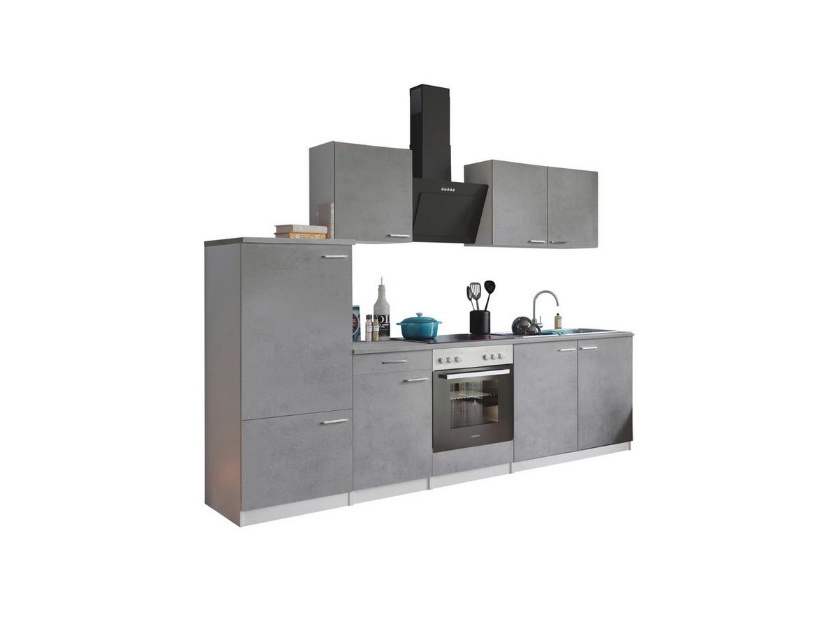 Küchenblock Malia B: 270 cm Grau, mit Geräte - Weiß/Grau, Basics, Holzwerkstoff (270cm) - Respekta