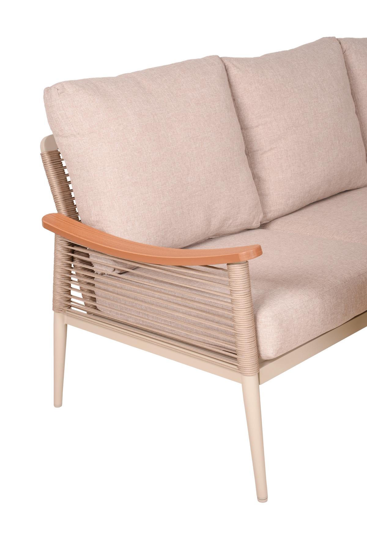 DINING-LOUNGESET LOUNGE-ECKGRUPPE TULUM - Sandfarben/Beige, MODERN, Kunststoff/Textil (126/126cm) - Gardenson