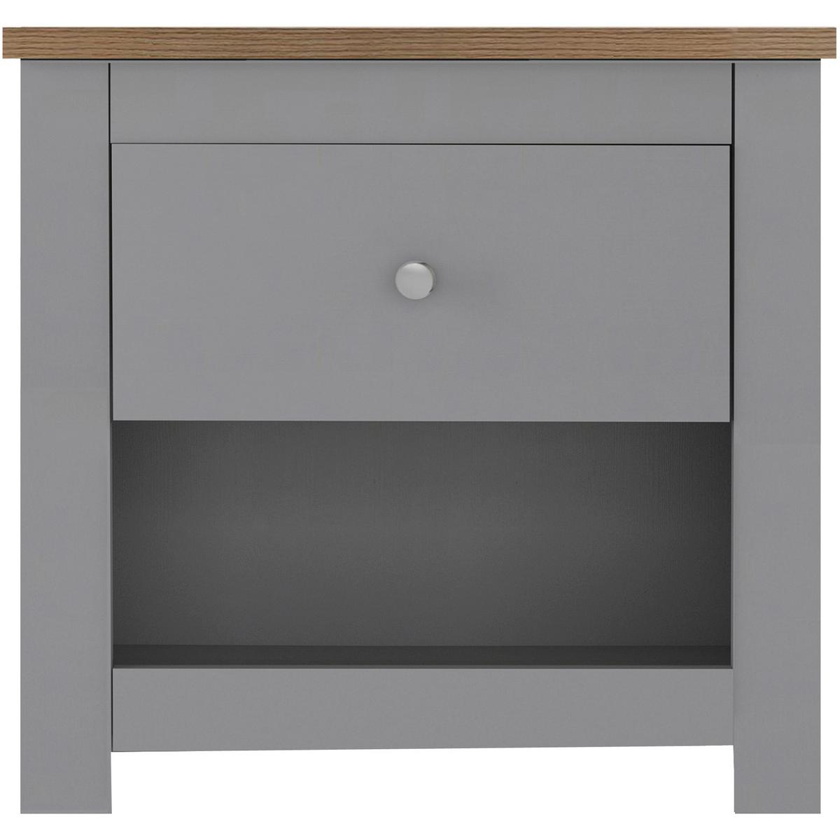 Nachttisch Emerald Grau B: 45 Cm - Naturfarben/Grau, Design, Holzwerkstoff/Metall (45/46/35cm) - MID.YOU
