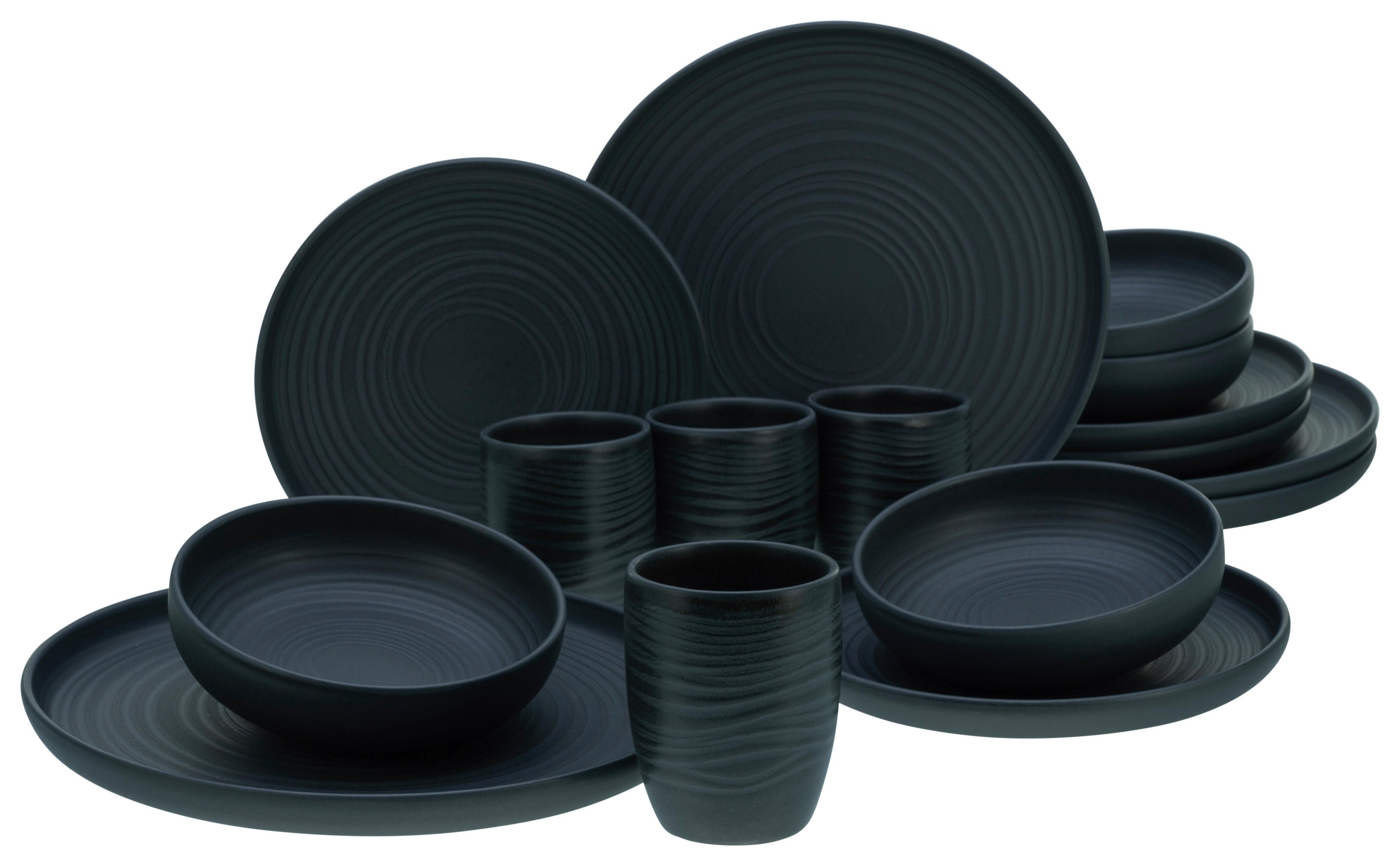 Kombiservice Lava Stone 4 Personen Geschirr Set - Anthrazit, MODERN, Keramik (40,5/37/49,5cm) - Creatable
