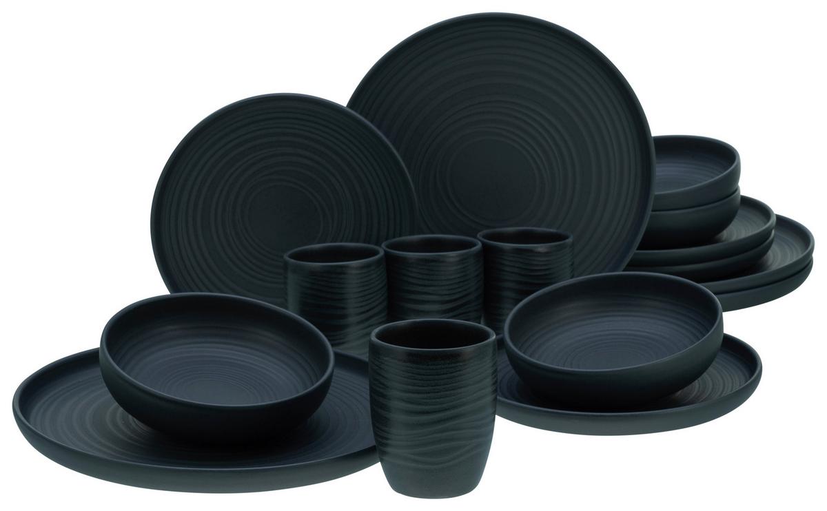 Kombinovaný servis 16-dielny - antracitová, Modern, keramika (40,5/37/49,5cm) - Creatable
