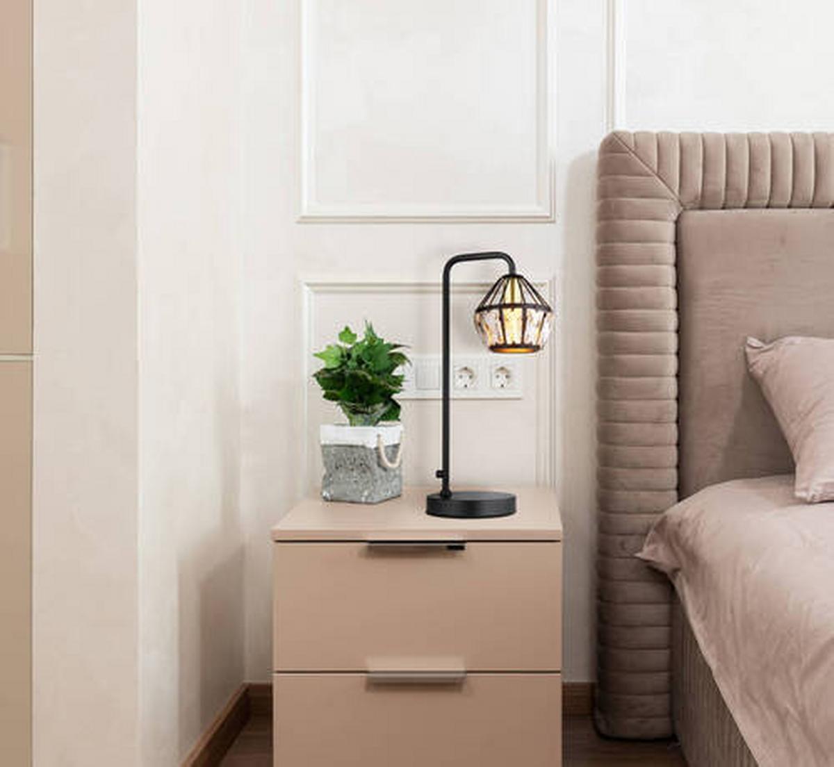 Tischleuchte 54359t - Klar/Messingfarben, KONVENTIONELL, Glas/Kunststoff (21,5/12,5/43cm) - Globo