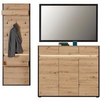 Garderoben-set Welcome Eiche Dekor/schwarz 3 -Teilig. - Eichefarben/Schwarz, MODERN, Holzwerkstoff (190,9/200,7/38cm)