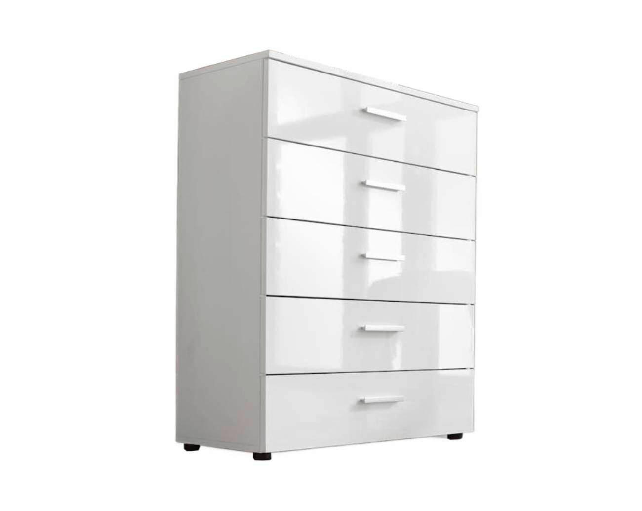 Kommode Marbella Weiß Hochglanz B: 65 cm - Weiß Hochglanz/Schwarz, MODERN, Holzwerkstoff (65/91/32cm) - MID.YOU