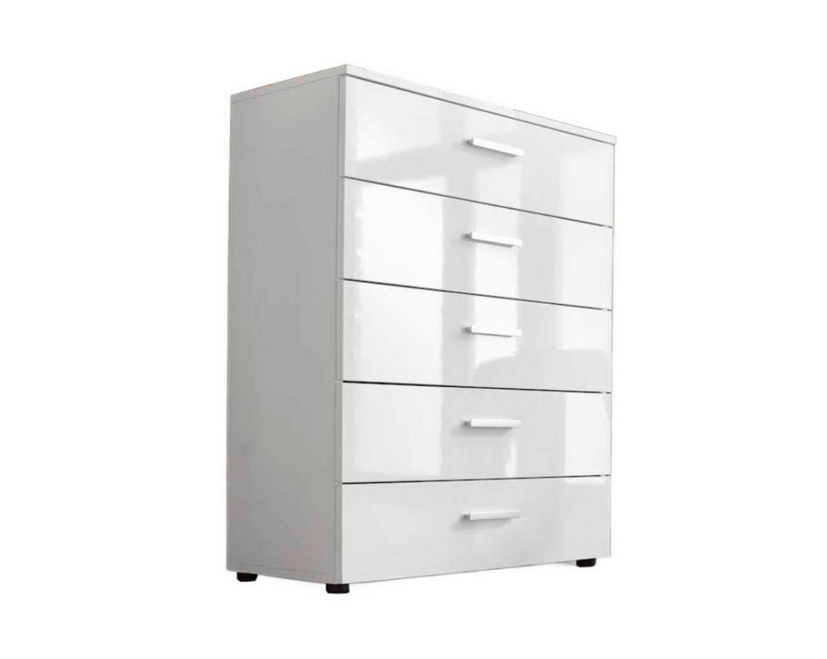 Kommode Marbella Weiß Hochglanz B: 65 cm - Weiß Hochglanz/Schwarz, MODERN, Holzwerkstoff (65/91/32cm) - MID.YOU