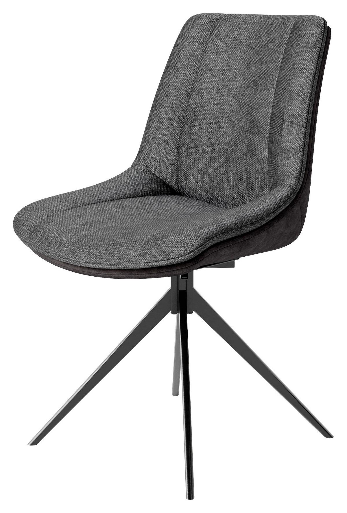 Stuhl-set Phoenix - Dunkelgrau/Schwarz, MODERN, Textil/Metall (50/88/62cm) - MID.YOU