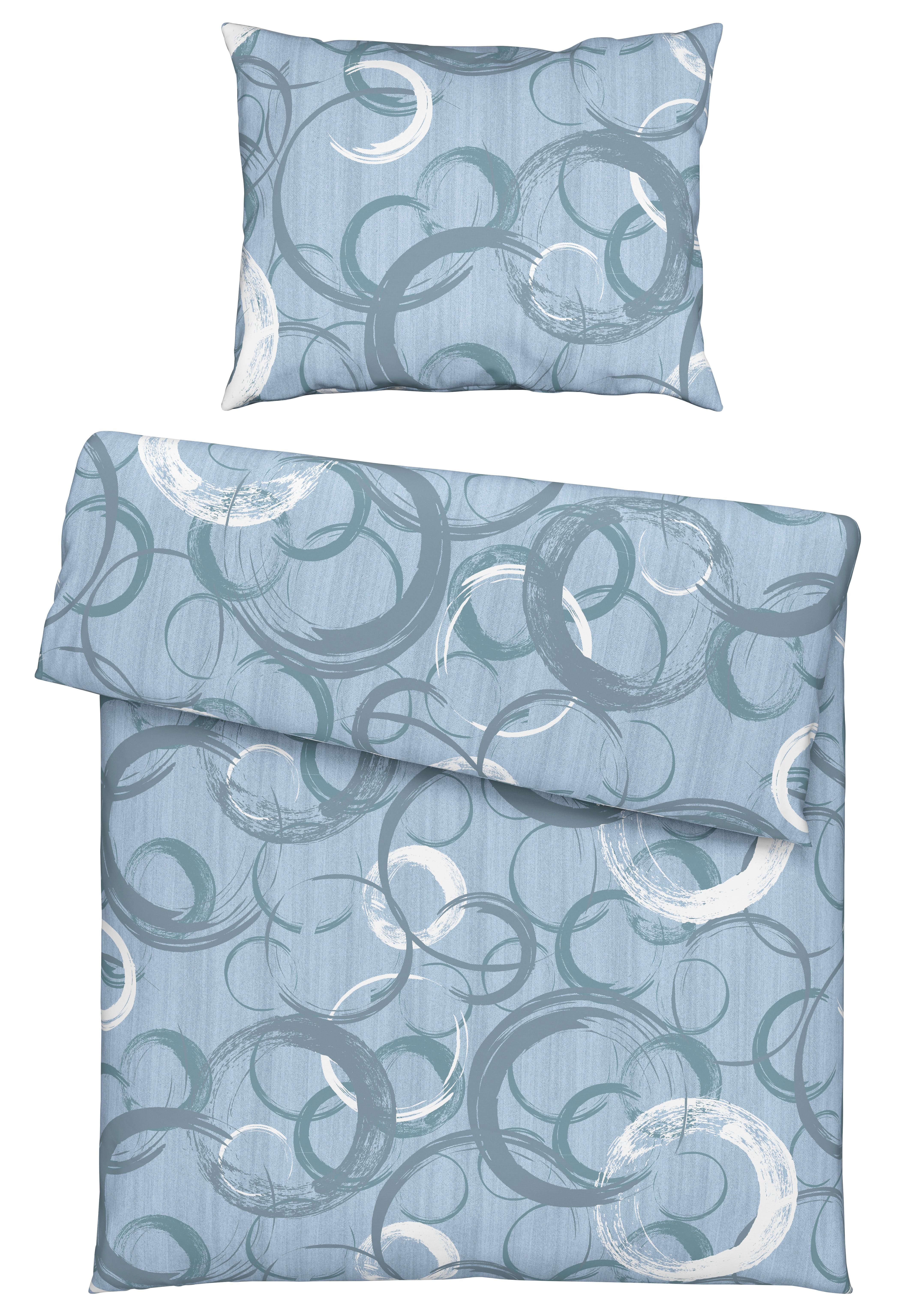 POSTEĽNÁ BIELIZEŇ NEW CIRCLES - modrá, textil (140/200cm) - Modern Living