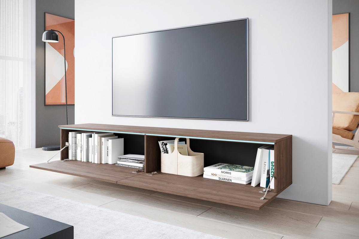 Nízka komoda, farba orecha - sivá/farba orecha, Design, kompozitné drevo/plast (180/30/33cm) - P & B