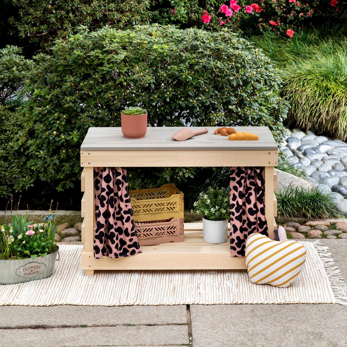 Sand- und Wassertisch Holz, LxBxH: 80x40x55 cm - Birkefarben/Rosa, Basics, Holz (80/40/55cm) - MUDDY BUDDY