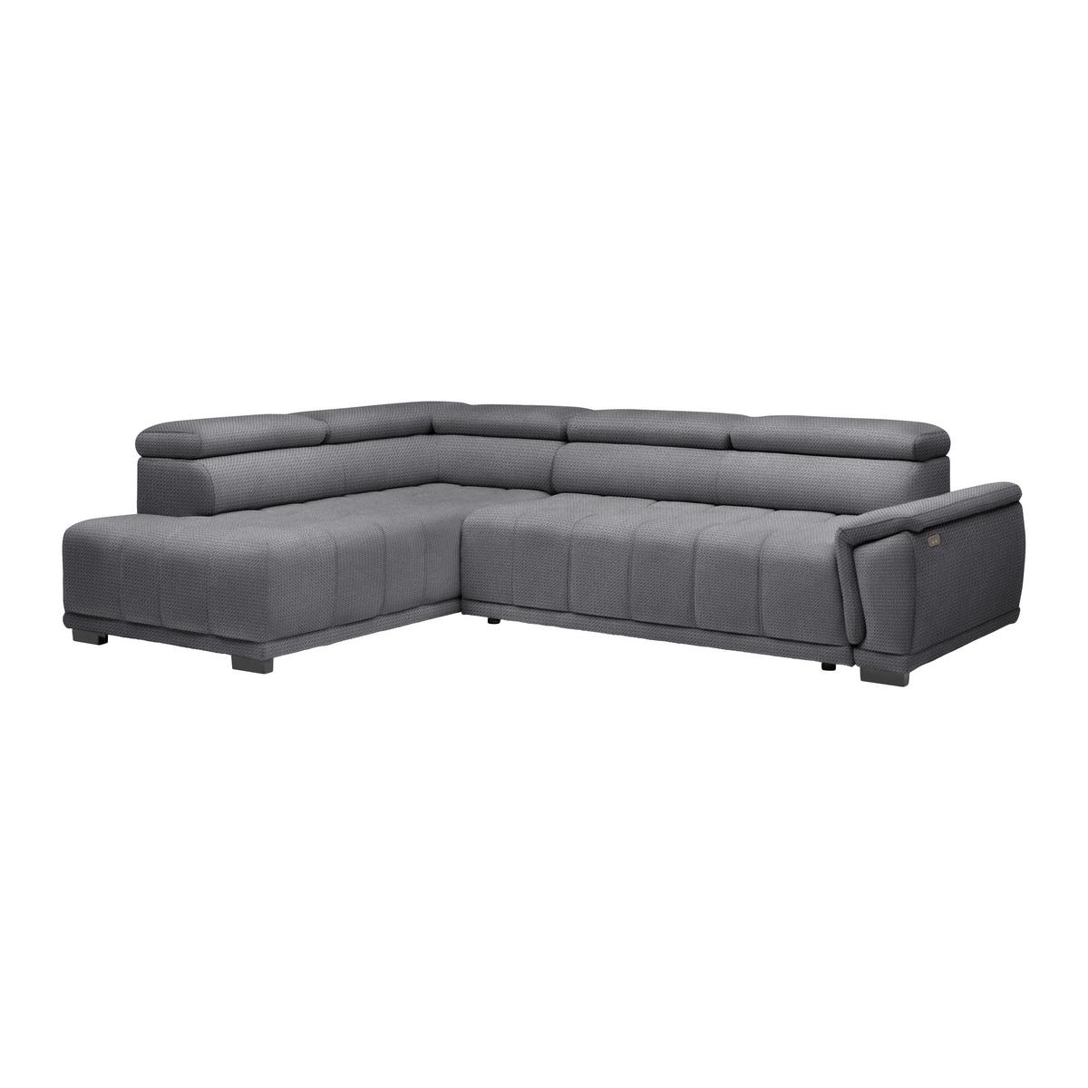 Rohová sedačka GRINALDI, ľavá, modrosivá - čierna/modrosivá, Modern, textil/plast (206/283cm) - Premium Living