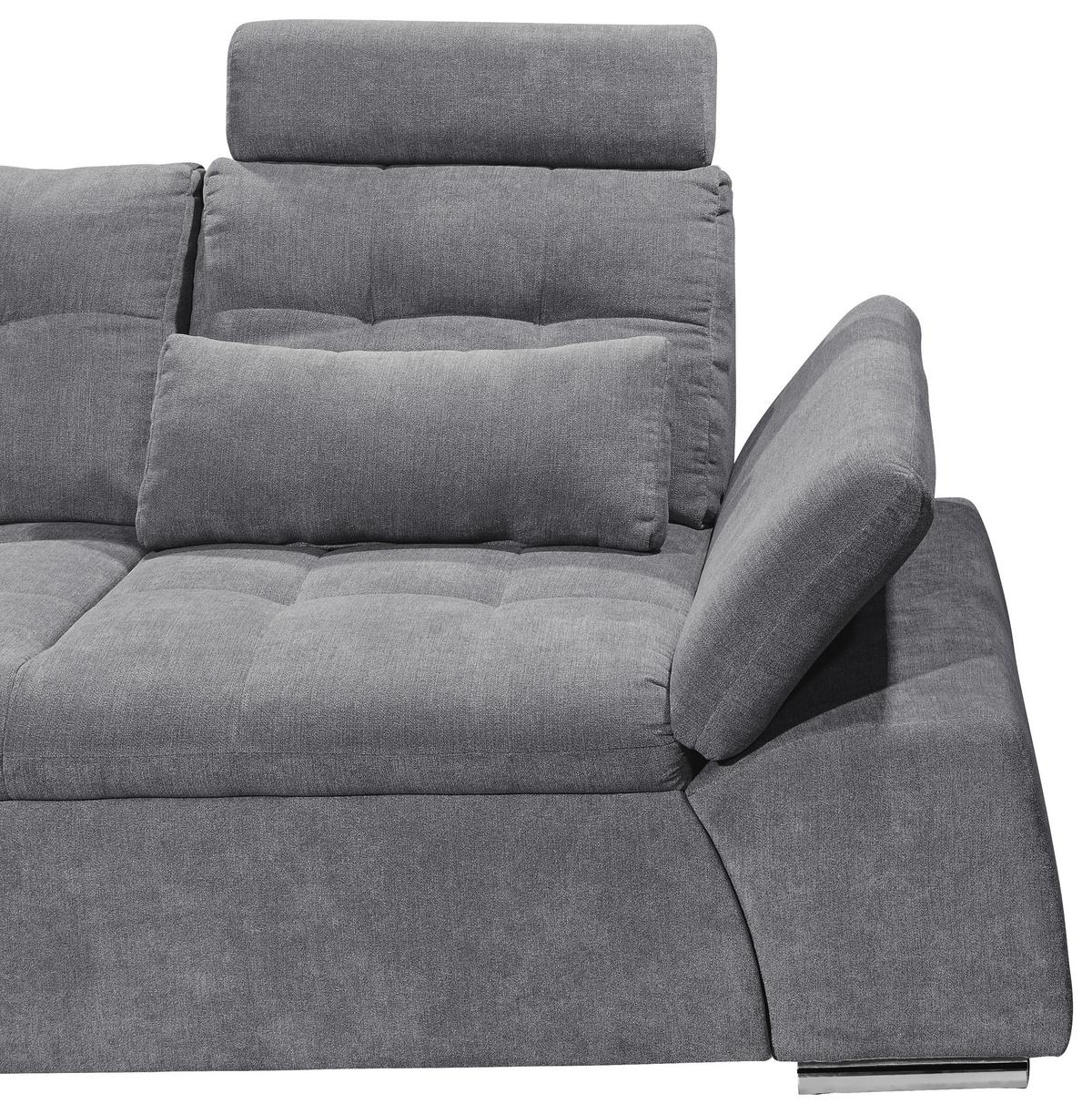 Ecksofa mit Schlaffunktion Nalo Longchair Webstoff - Dunkelgrau/Silberfarben, KONVENTIONELL, Holzwerkstoff/Textil (170/268cm) - MID.YOU