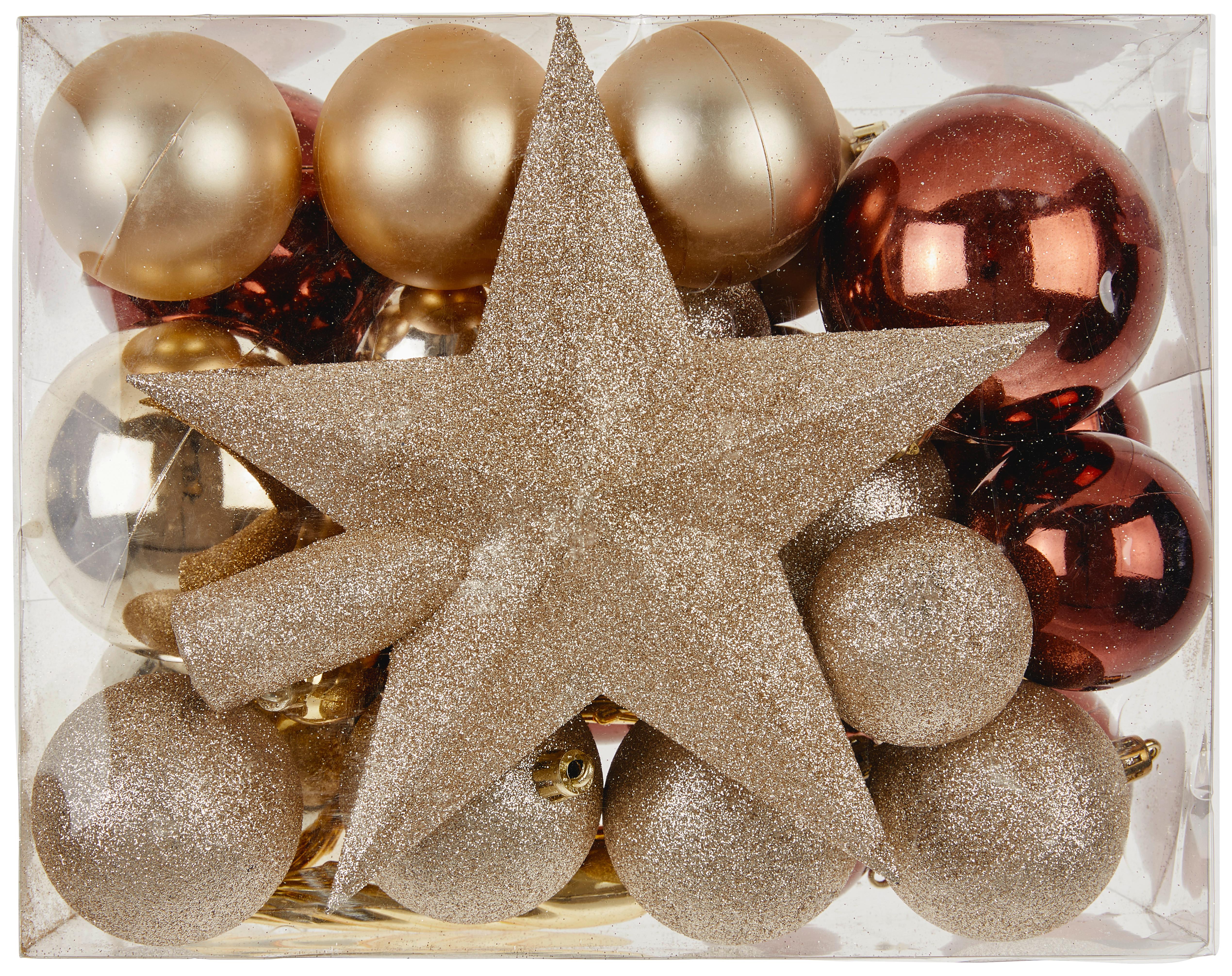 Christbaumkugel-Set Dale - Goldfarben/Braun, KONVENTIONELL, Kunststoff - Ondega