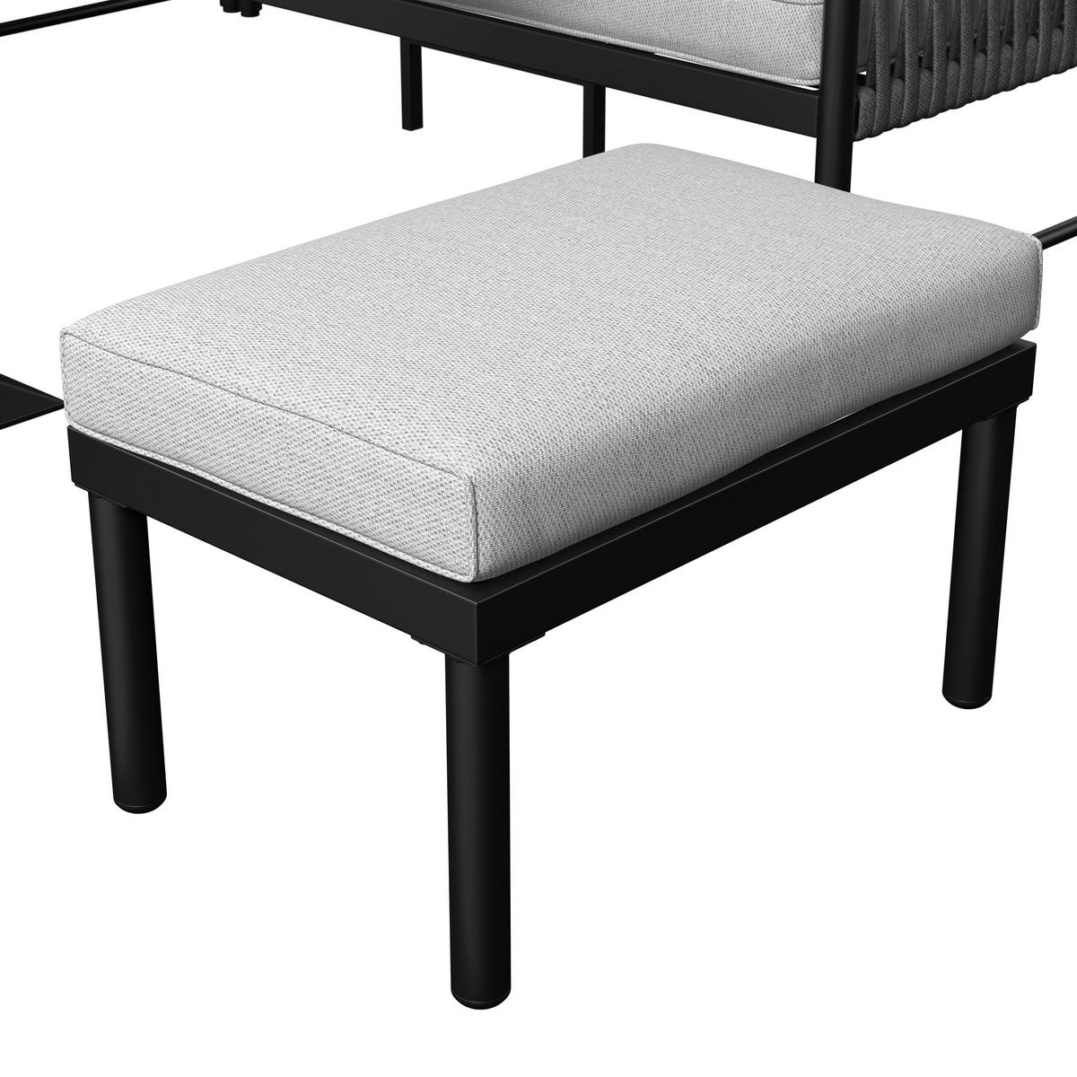 JEDÁLENSKÁ TERASOVÁ SÚPRAVA POLLY - sivá/svetlosivá, Modern, kov/textil - Bessagi Garden