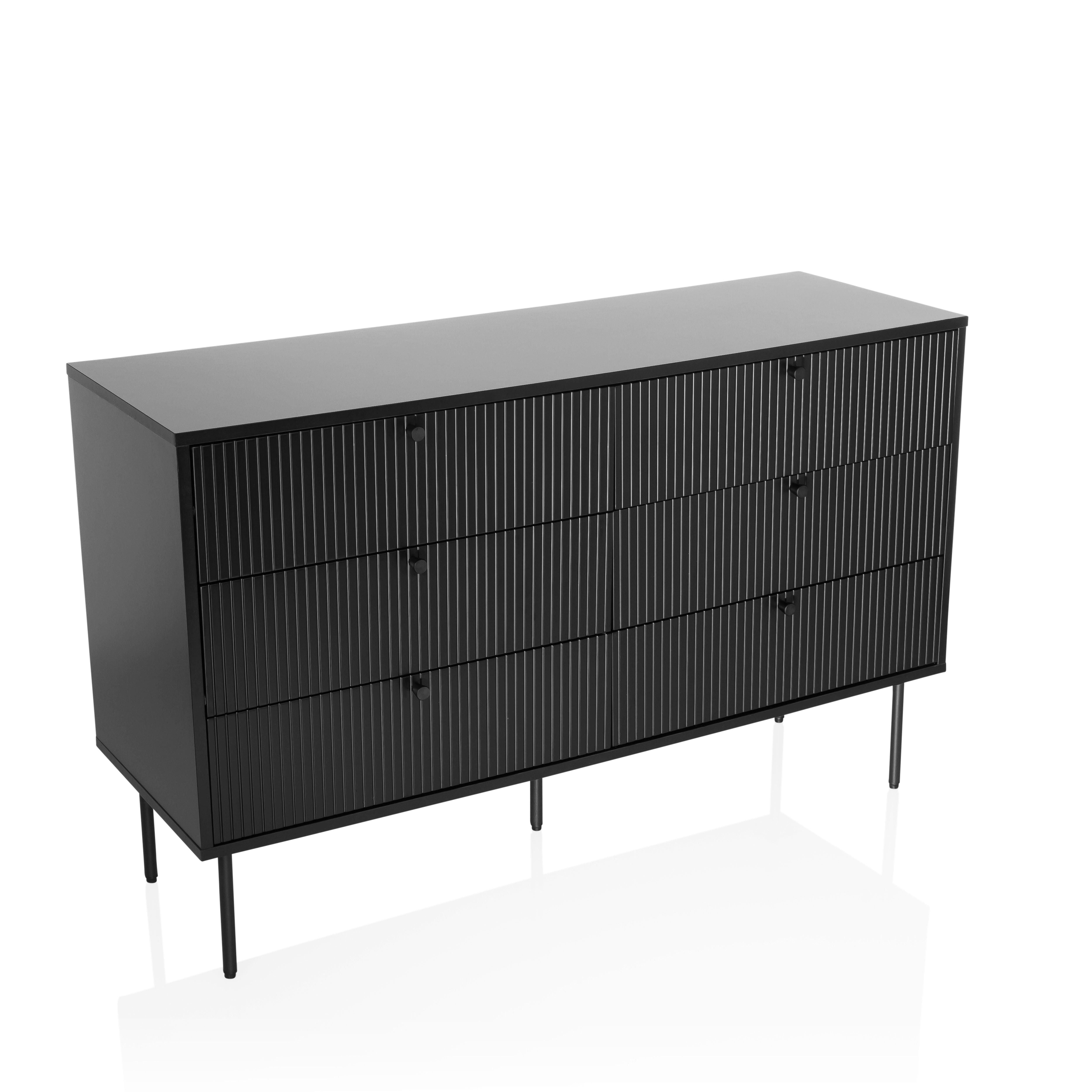 Kommode Karby S Schwarz B: 120 Cm - Schwarz, MODERN, Holzwerkstoff (120/40/75cm) - MID.YOU