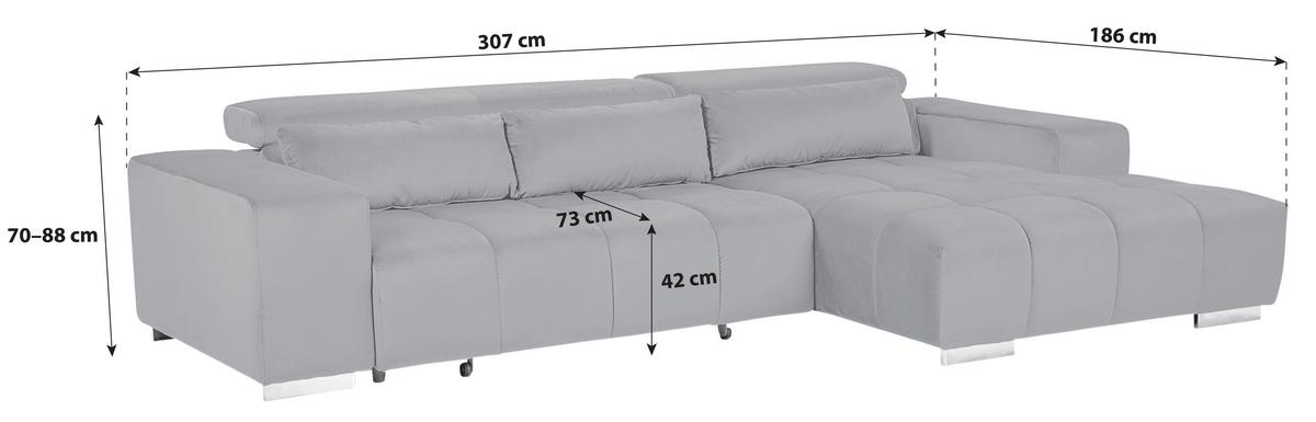 Ecksofa Orion mit elektrischem Sitzvorzug Olivgrün - Silberfarben/Olivgrün, KONVENTIONELL, Textil (307/186cm) - Livetastic