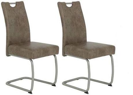 Schwingstuhl Sophia S Schlamm Gepolstert 2er-Set - Edelstahlfarben/Schlammfarben, MODERN, Textil/Metall (43/99/58cm) - MID.YOU