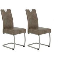 Schwingstuhl Sophia S Schlamm Gepolstert 2er-Set - Edelstahlfarben/Schlammfarben, MODERN, Textil/Metall (43/99/58cm) - MID.YOU