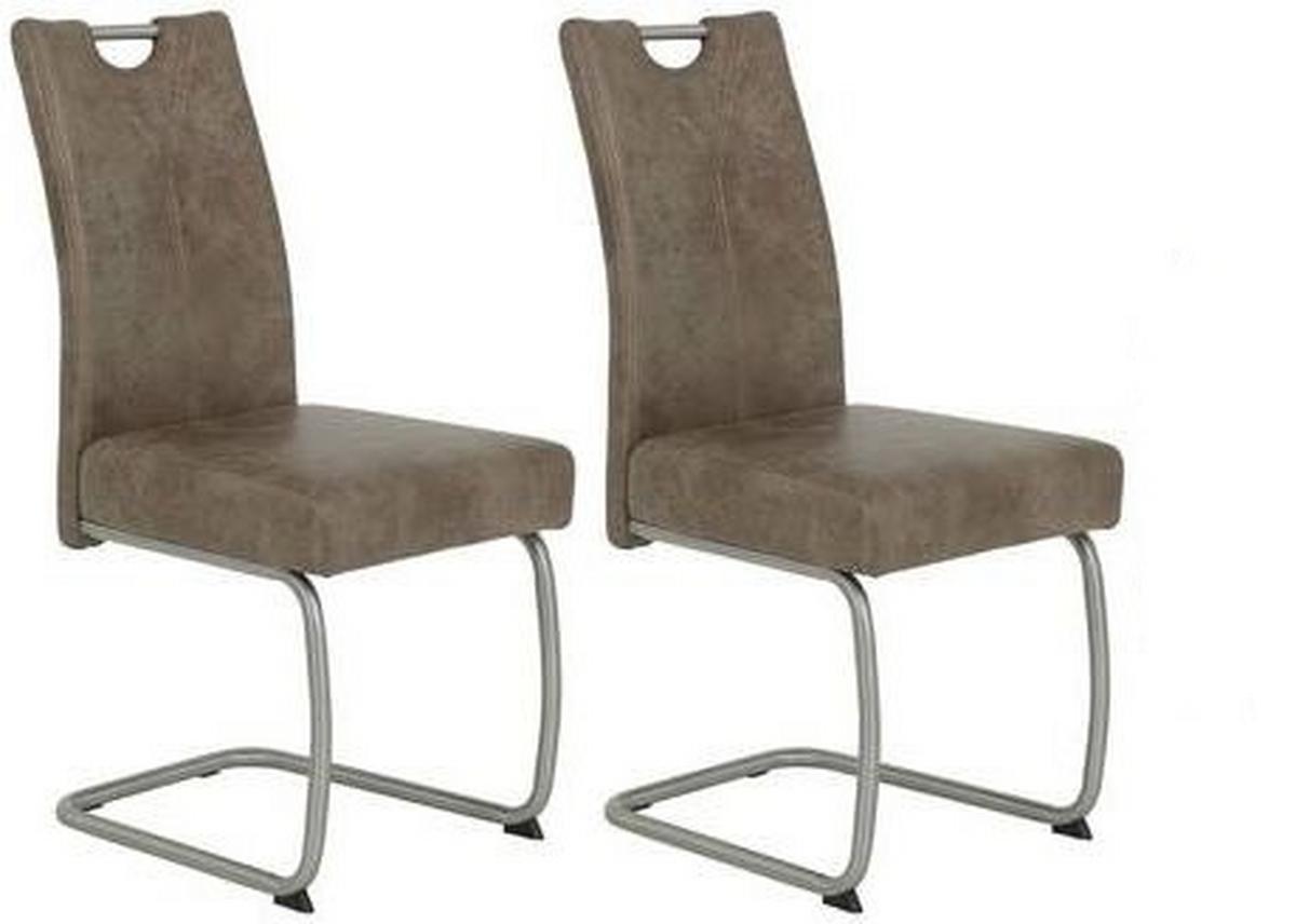Schwingstuhl Sophia S Schlamm Gepolstert 2er-Set - Edelstahlfarben/Schlammfarben, MODERN, Textil/Metall (43/99/58cm) - MID.YOU