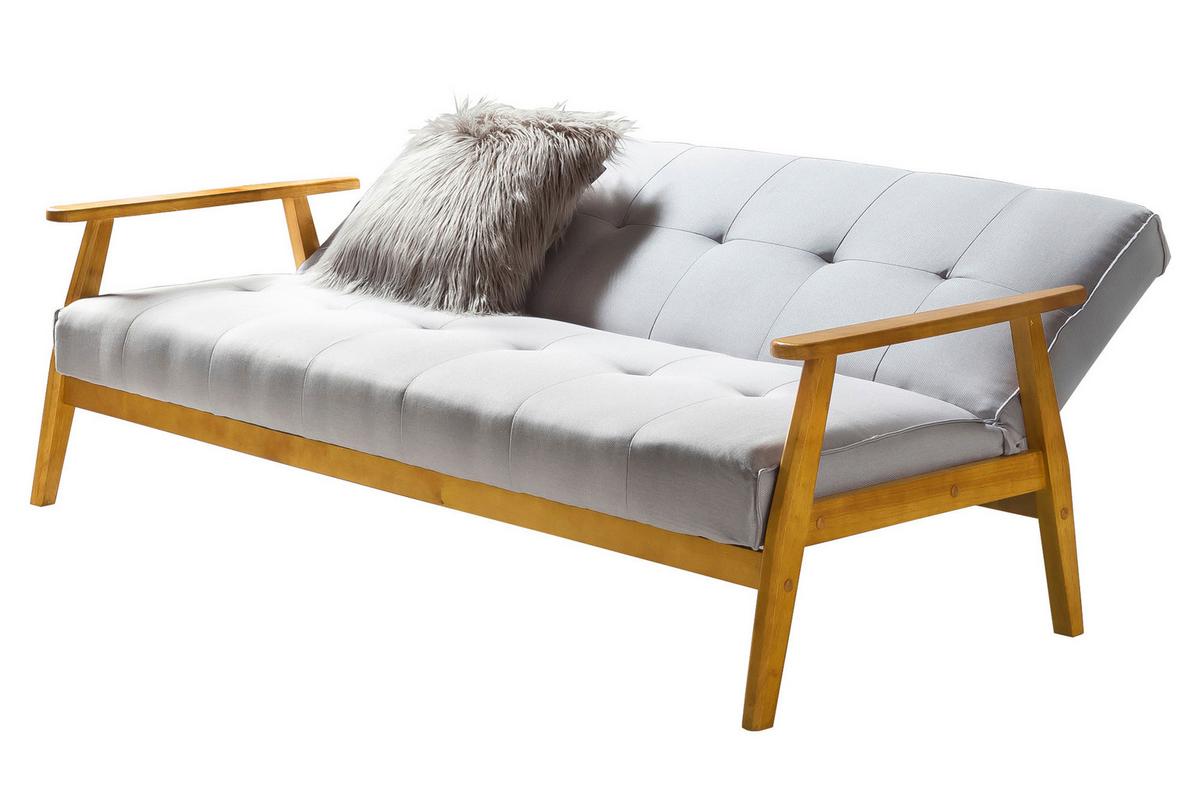Schlafsofa Naturfarben/hellgrau B: 190 Cm - Hellgrau/Naturfarben, MODERN, Holz/Textil (190/81/85cm) - Livetastic
