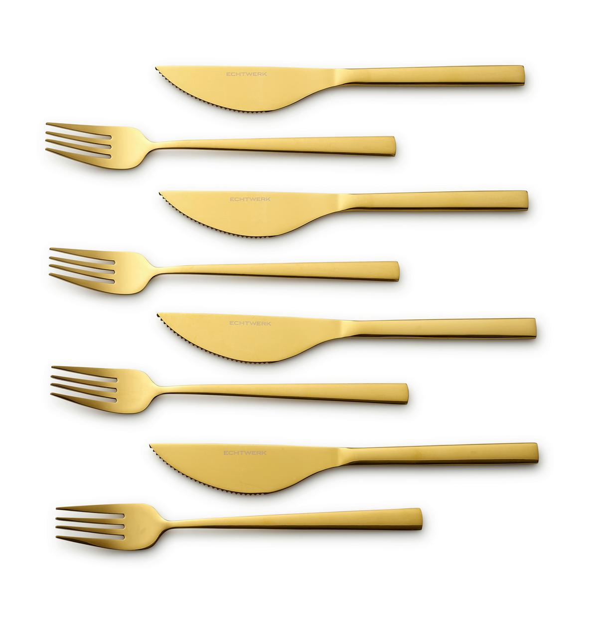 Pizzabesteck 8-Teilig Edelstahl für 4 Personen - Goldfarben, Basics, Metall (23cm) - Echtwerk