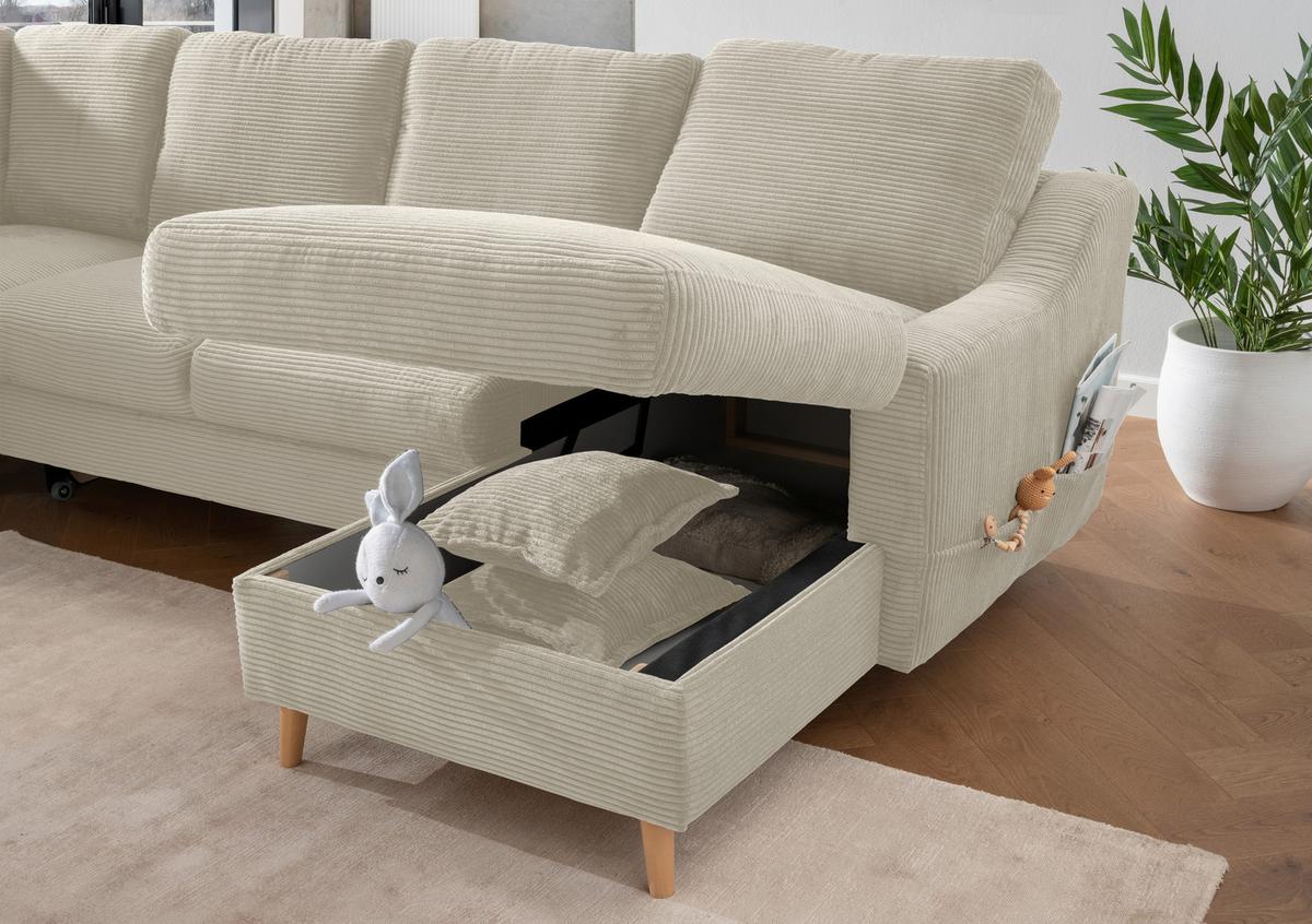 Wohnlandschaft Valentina - Beige/Naturfarben, KONVENTIONELL, Textil (200/301/150cm) - P & B