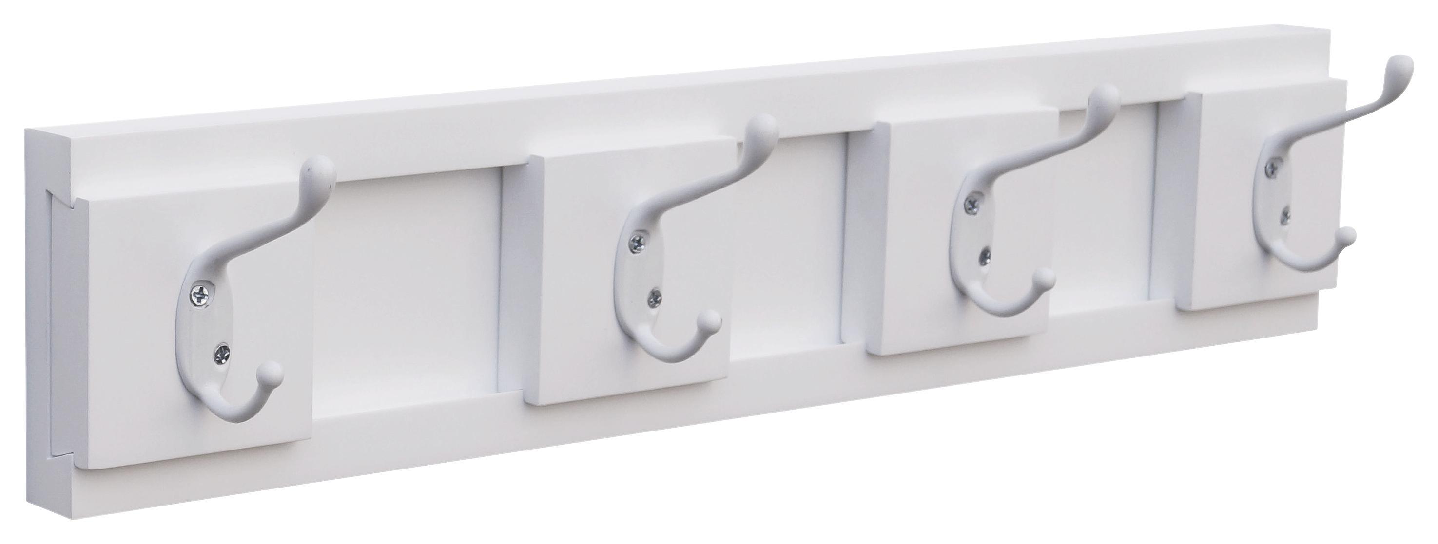Hakenleiste Helga - Weiß, MODERN, Holzwerkstoff/Metall (48/10/9cm)