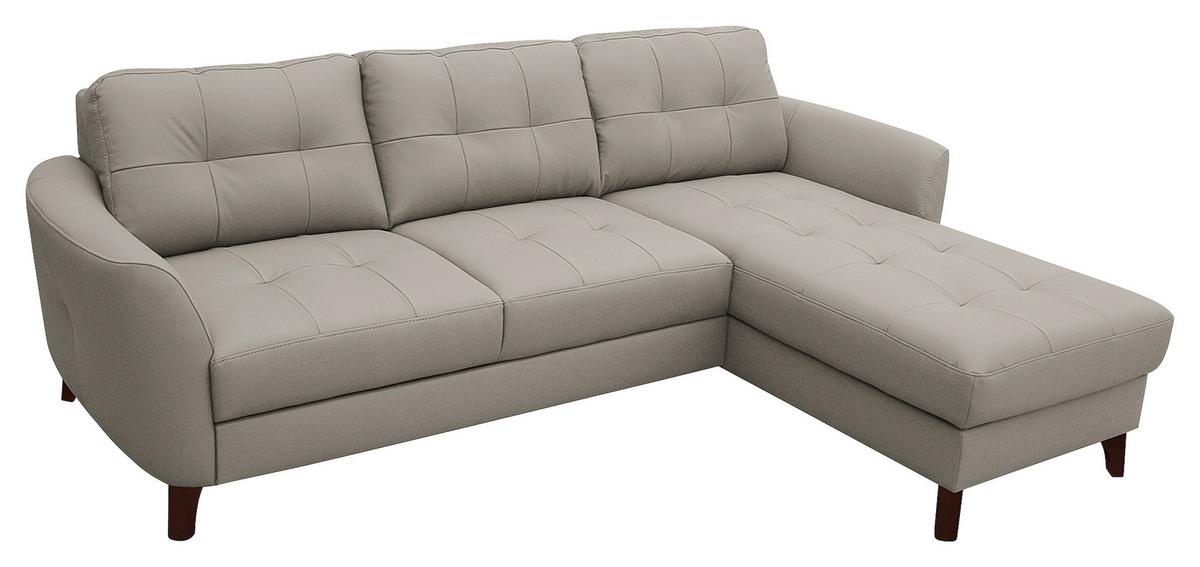 Ecksofa Nordic Plantinfarben S: 238x168 cm - Platinfarben/Buchefarben, Design, Leder/Textil (238/168cm) - Livetastic