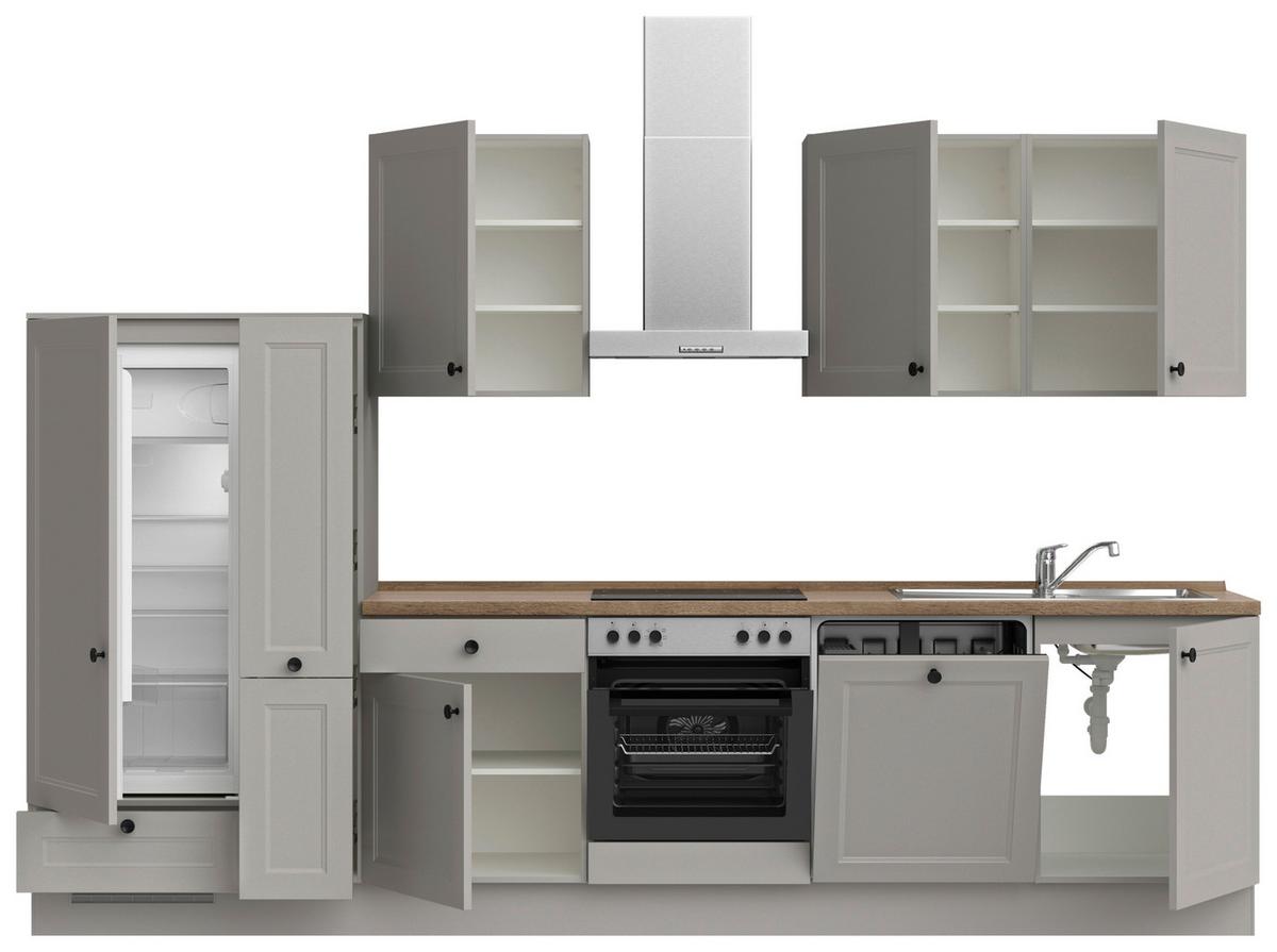 Kuchyňská linka 330 cm, kamenná sivá - šedá/černá, Moderní, kov/kompozitní dřevo (330cm) - Nobilia