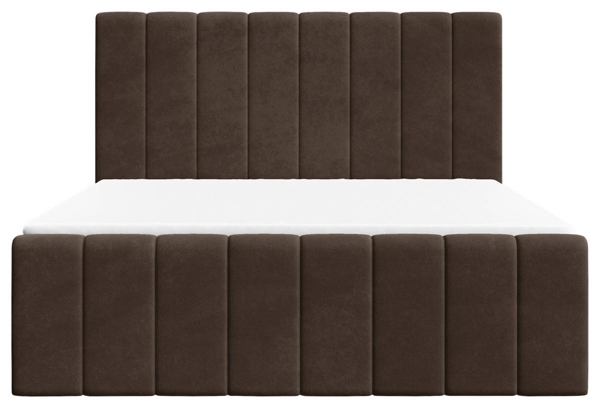 Boxbett Lila mit Topper 140x200 - Dunkelbraun/Schwarz, MODERN, Holz/Kunststoff (140/200cm) - Livetastic