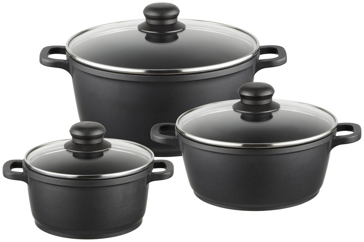 Főzőedénykészlet Finn 6 Részes - fekete/áttetsző, Modern, műanyag/Üveg - Luca Bessoni