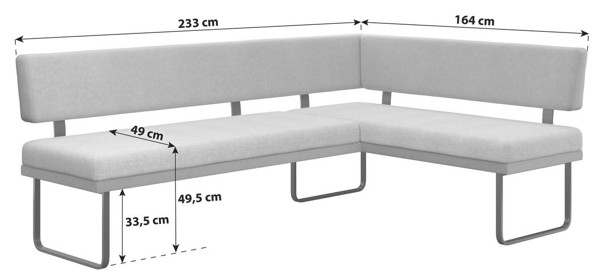 Eckbank Kian Webstoff braun, S: 233x164cm - Schwarz/Braun, Trend, Textil/Metall (233/164cm)