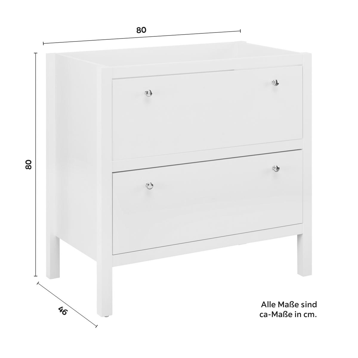 Spodná skrinka GINEVRA biela - biela/strieborná, Modern, kov (80/80/46cm) - Bessagi Home