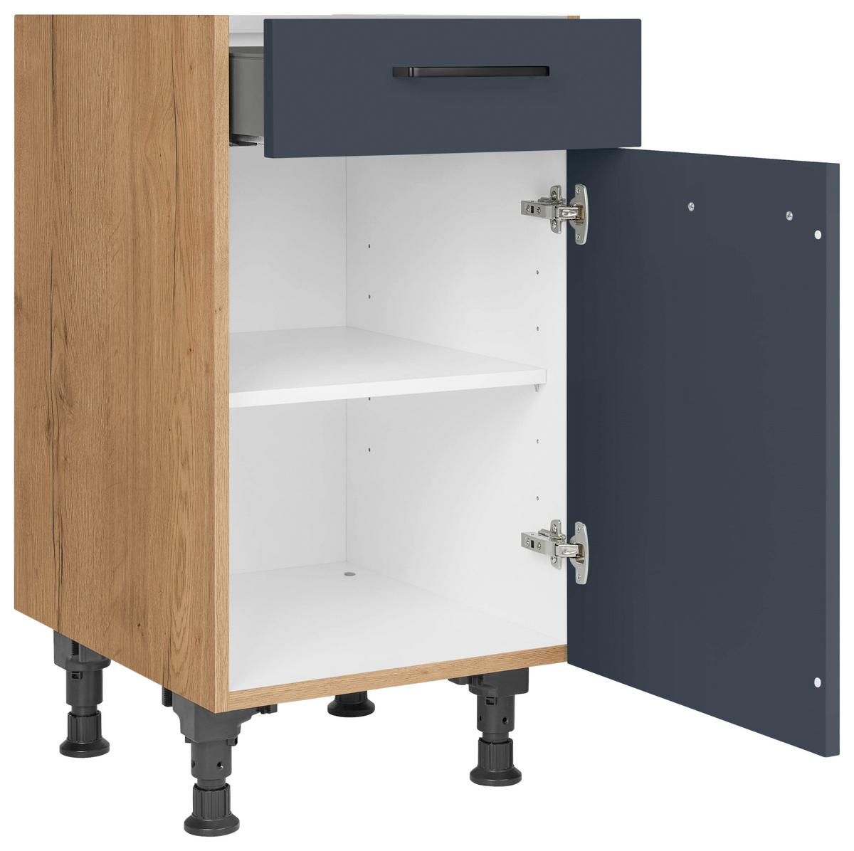 Schubkastenunterschrank Easytouch - Blau/Eichefarben, MODERN, Holzwerkstoff (45/87/56cm) - Nobilia