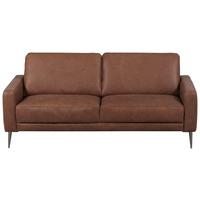 2-Sitzer-Sofa Spring, Dunkelbraun B: 157 cm - Dunkelbraun/Schwarzchrom, Design, Leder (157/85/92cm) - Livetastic