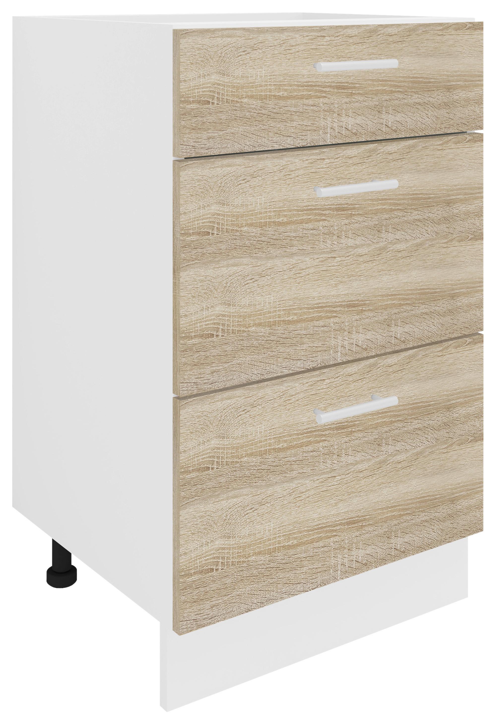 Küchenunterschrank Esilo B: 50 cm Weiß/Eiche Dekor - Weiß/Sonoma Eiche, KONVENTIONELL, Holzwerkstoff (50/82/46cm) - MID.YOU