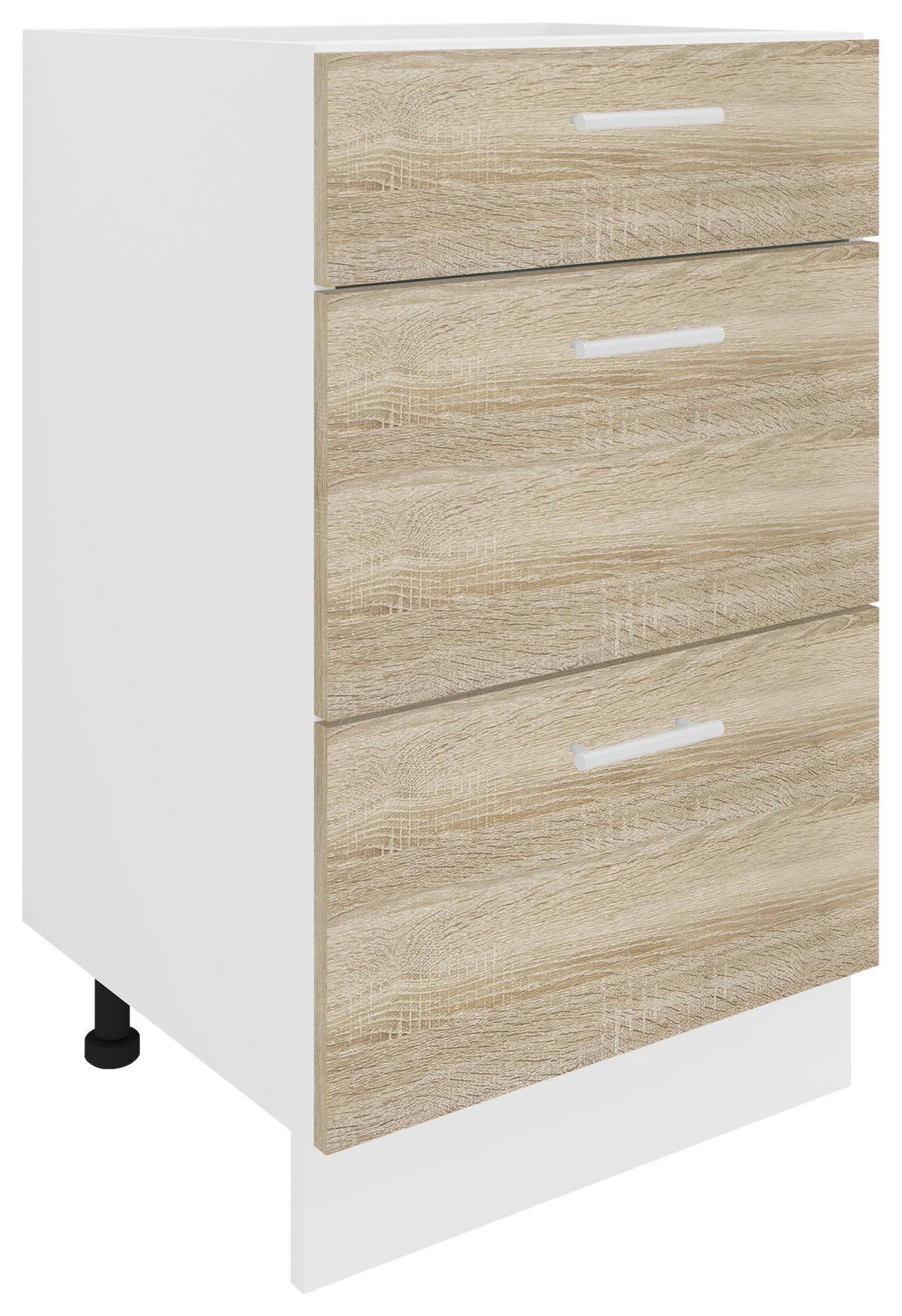 Küchenunterschrank Esilo B: 50 cm Weiß/Eiche Dekor - Weiß/Sonoma Eiche, KONVENTIONELL, Holzwerkstoff (50/82/46cm) - MID.YOU