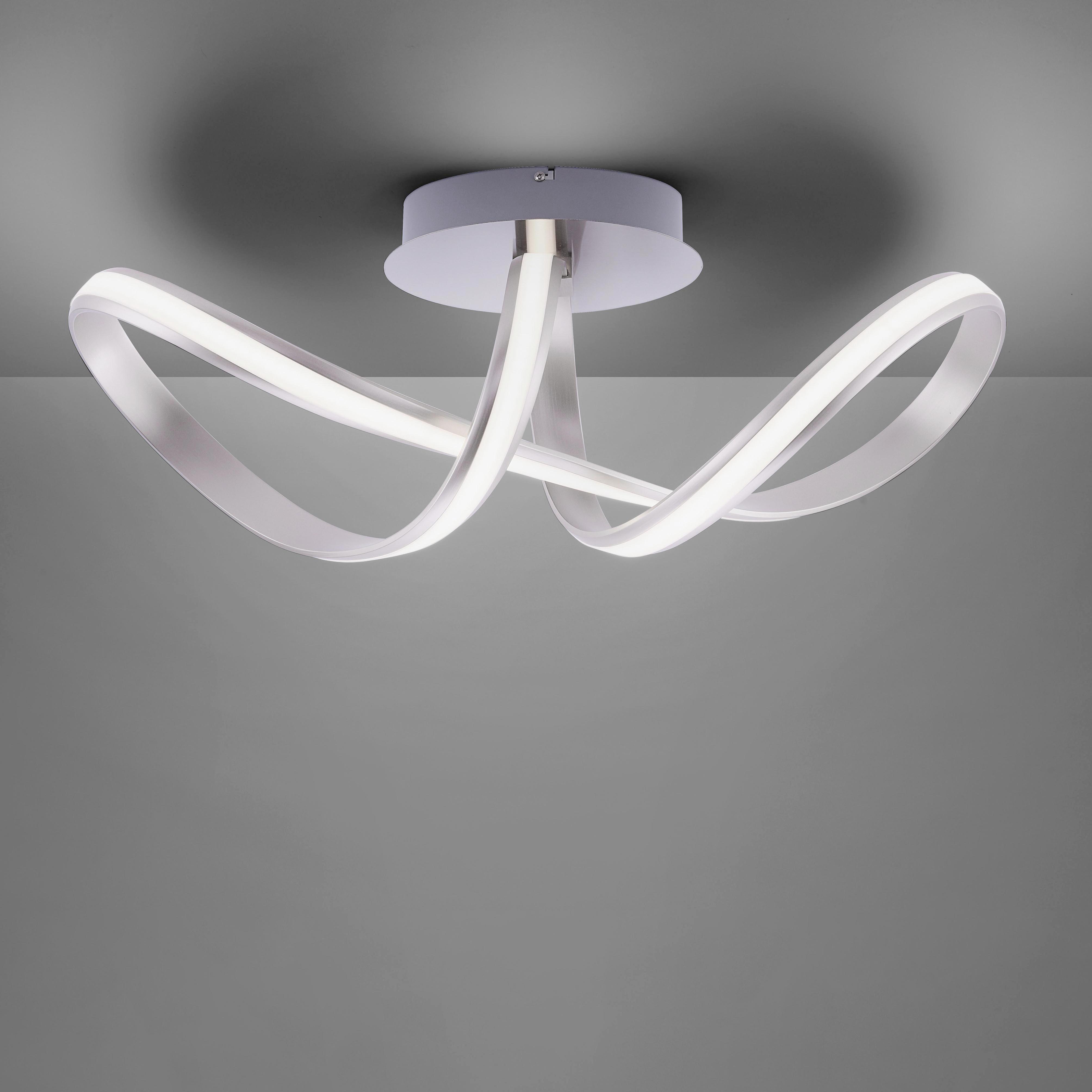 LED-Deckenleuchte Melinda L: 64 cm mit Schalter - Silberfarben, Basics, Kunststoff/Metall (64/25/25cm) - Paul Neuhaus