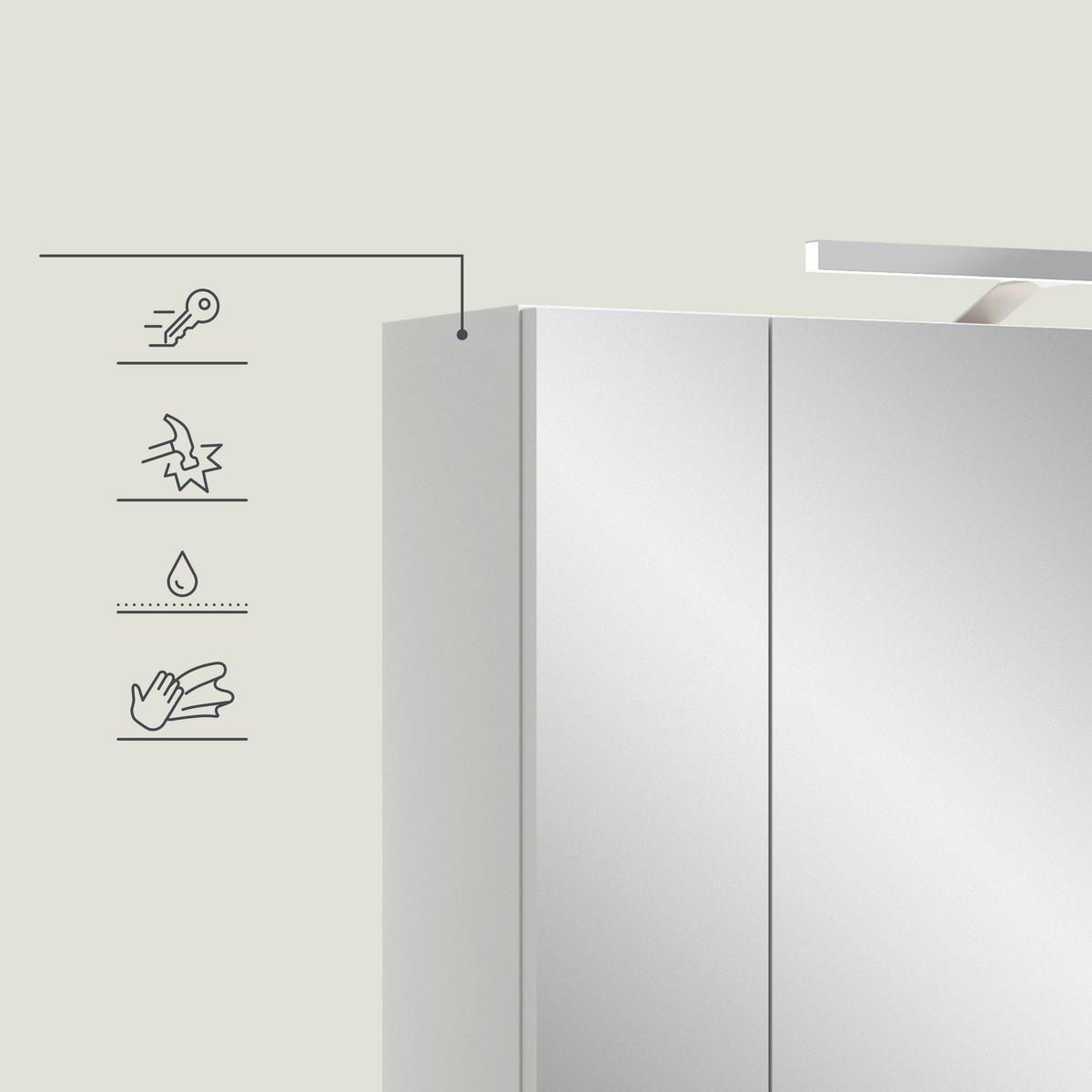 Spiegelschrank Ice Weiß Hg B: 60 cm - Weiß Hochglanz/Weiß, MODERN, Holzwerkstoff (60/70/18cm) - MID.YOU