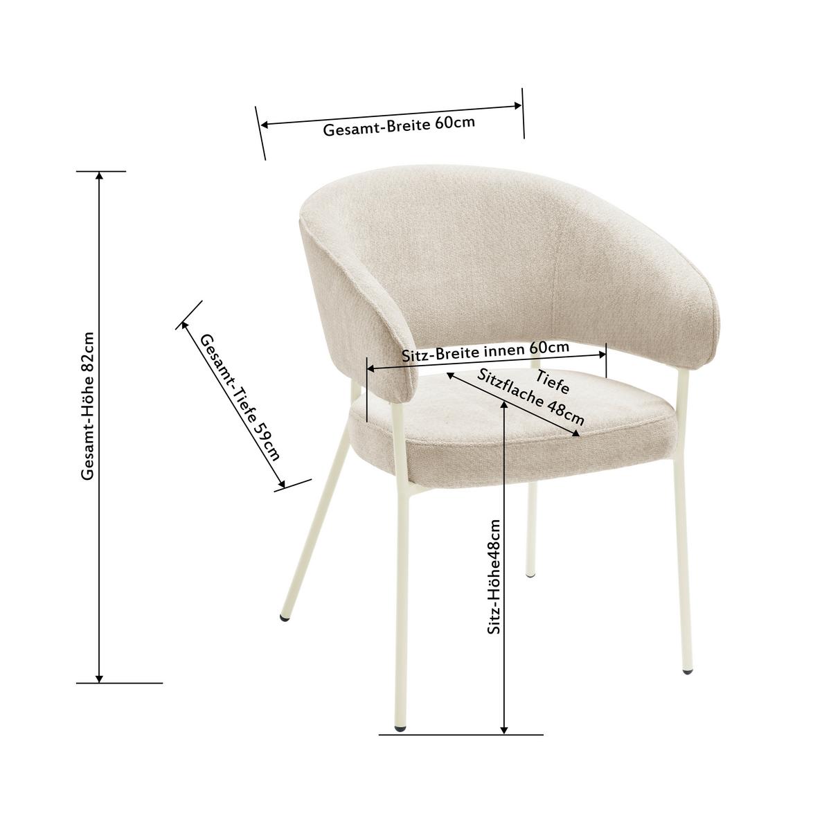 Armlehnstuhl Amira Chenille Beige, B: 60 Cm - Beige, LIFESTYLE, Holz/Textil (60/81/60cm) - Livetastic