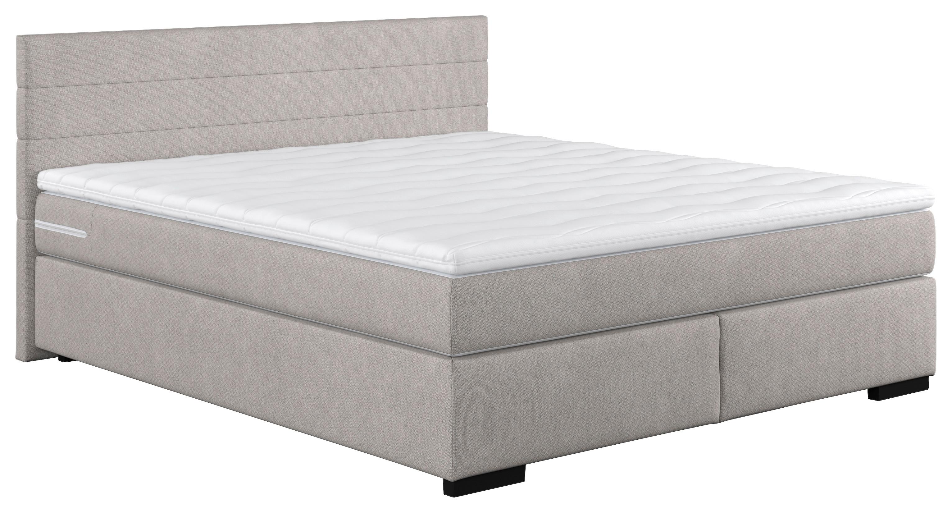 Boxspringbett Mit Topper 180x200 Cm Mammut,silberfarben - Silberfarben/Schwarz, KONVENTIONELL, Holz/Holzwerkstoff (180/200cm) - MID.YOU