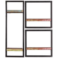 Wandregalset Multicolor/Schwarz B: 65cm - Multicolor/Schwarz, Design, Holz/Metall (65/75/25cm) - MID.YOU