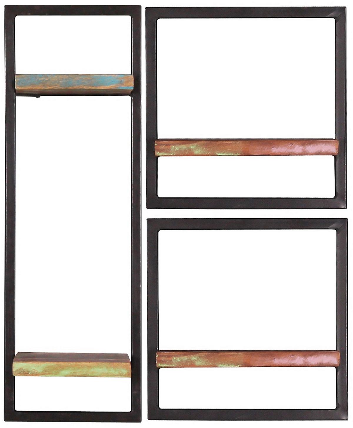 Wandregal Multicolor/Schwarz - Multicolor/Schwarz, Design, Holz/Metall (35/35/25cm) - MID.YOU