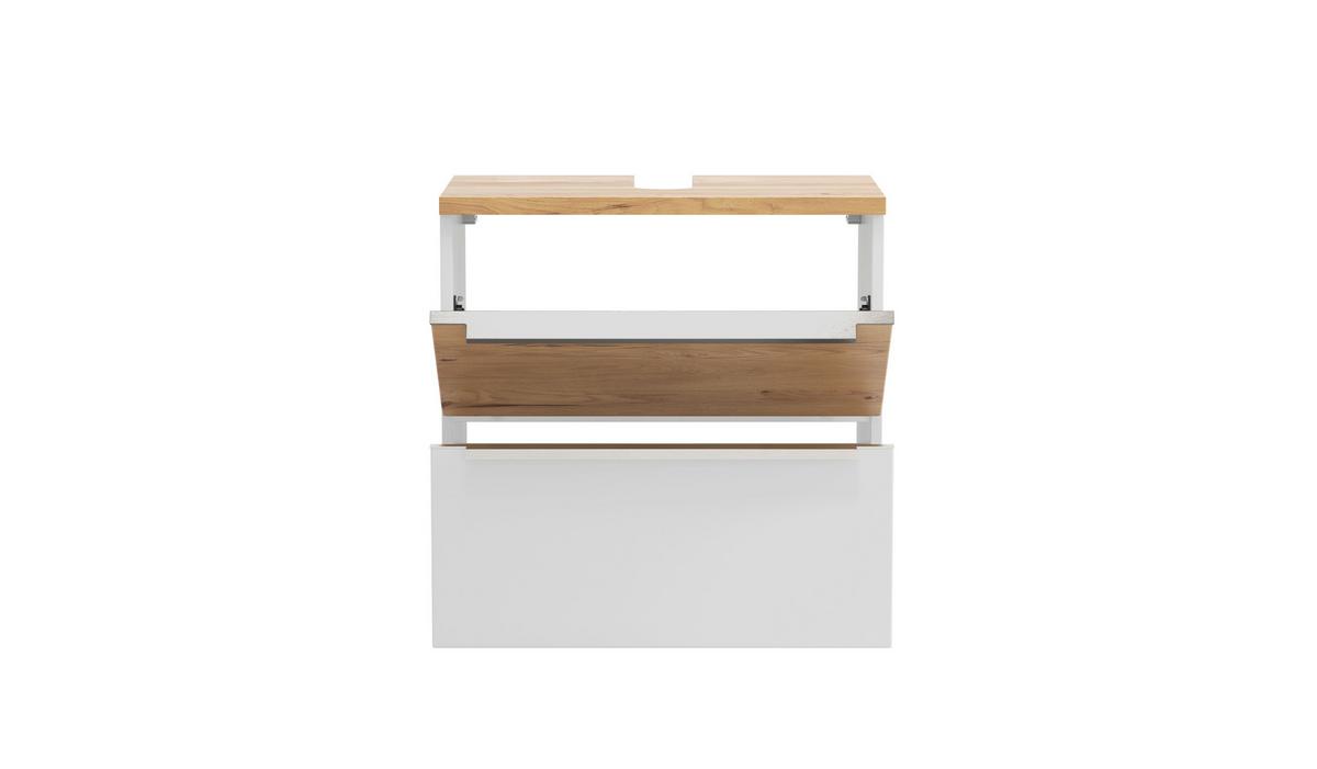 WASCHBECKENUNTERSCHRANK Verona Weiß/Wildeiche B: 60cm - Wildeiche/Weiß, Trend, Holzwerkstoff (60/54/35cm) - Held