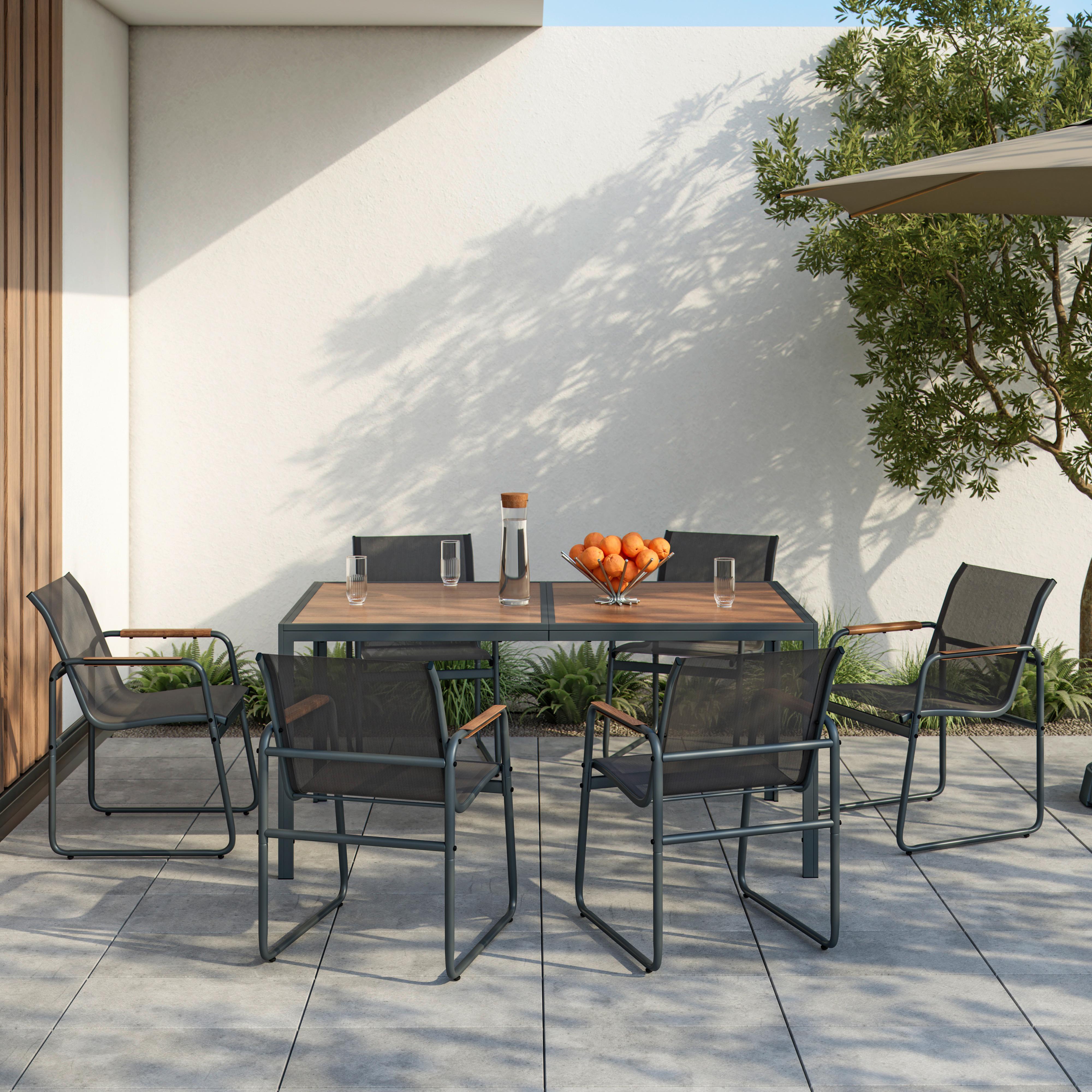 Gartenset Genua - Dunkelgrau/Naturfarben, MODERN, Kunststoff/Textil (59,5/160/50/75/82/90cm) - Beldano
